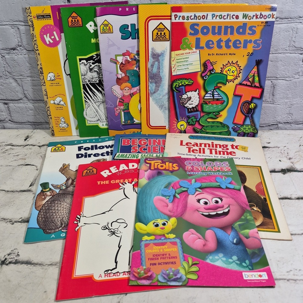 Lot of 10 Home School Work Books Preschool-3rd‎ Grade Assorted Subjects Unmarked